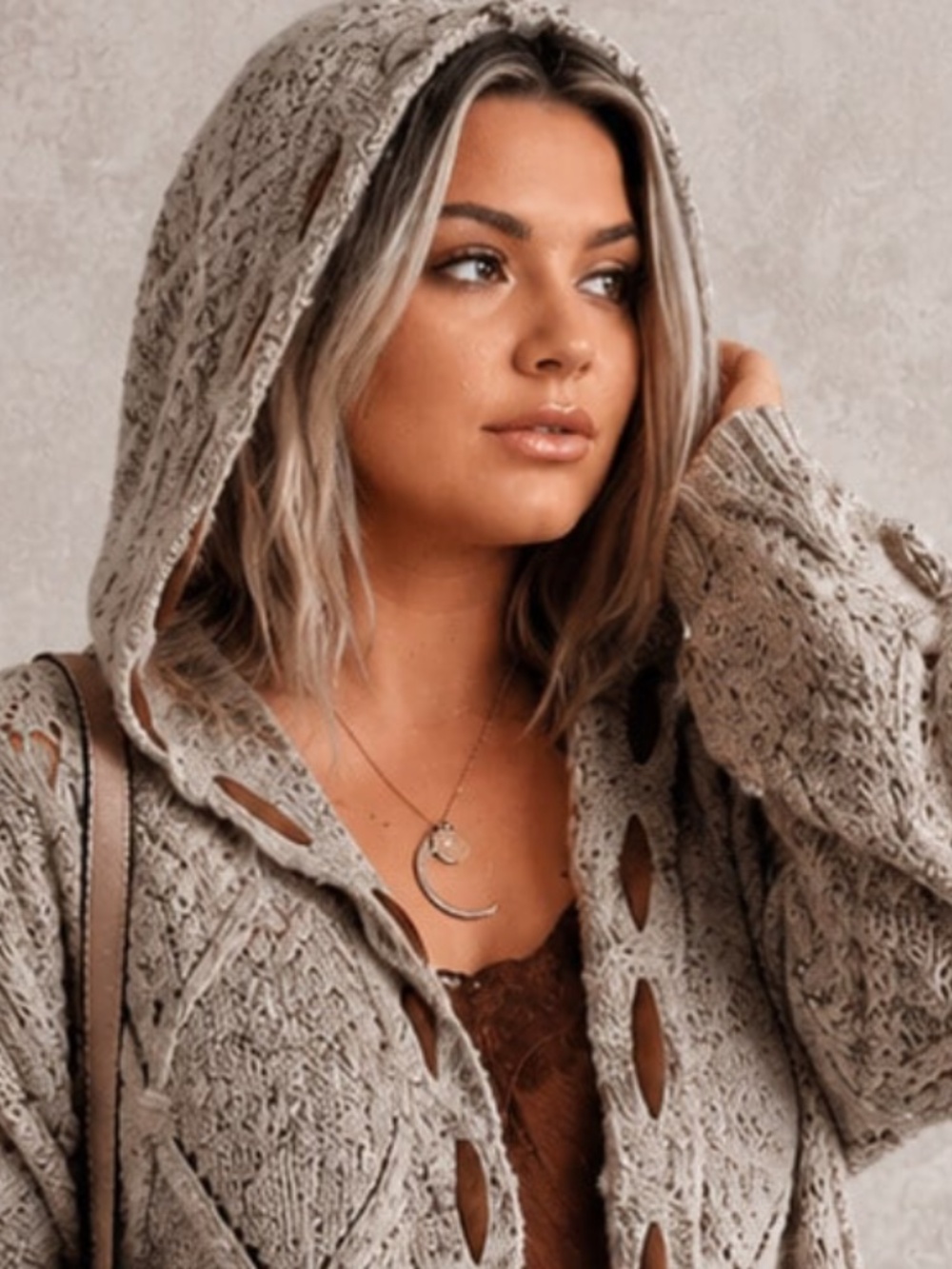 Plus Chunky Cable knit Open Front Knee Length Cardigan - Picture 7 of 7